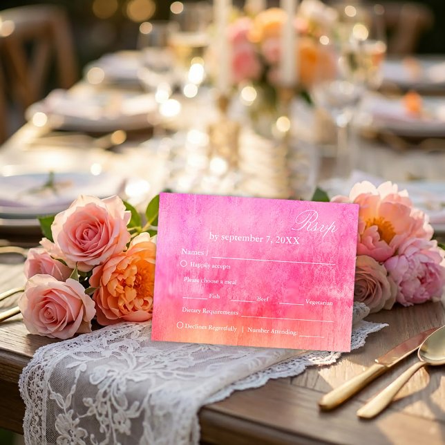 Watercolor Soft Pink and Orange Wedding Rsvp  Card (#weddingrsvpcard #weddingstationery #luxurywedding #romanticwedding #fineartwedding )