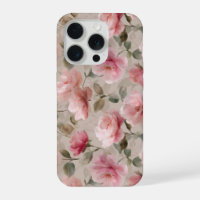 Watercolor Soft Pink Rose Beige Floral Pattern