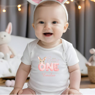 Watercolor Some Bunny is ONE Birthday Baby Bodysuit