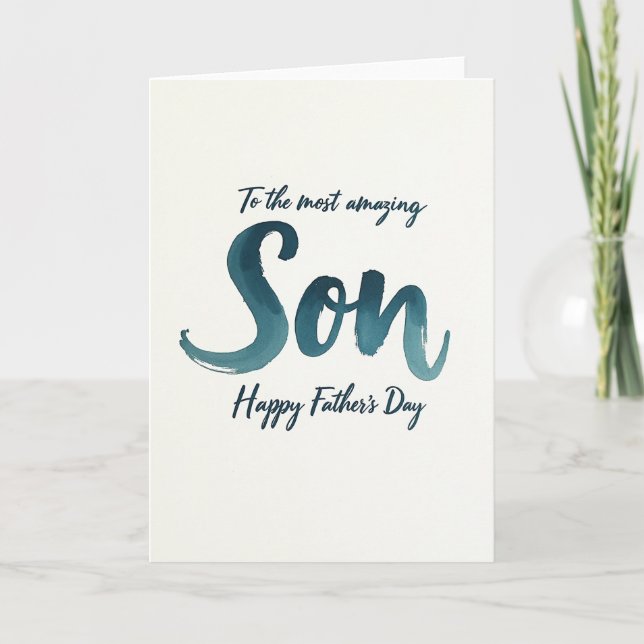 Watercolor Son Fathers Day Card (Front)