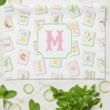 Watercolor Southern Summer Mahjong Tiles Monogram