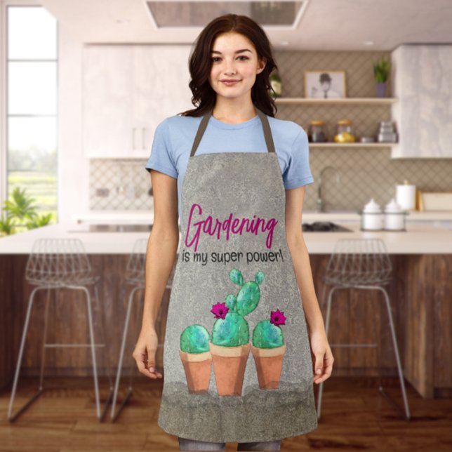 Watercolor Southwest Flowering Cactus Rustic  Apron (Creator Uploaded)