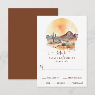 Watercolor Southwestern Desert and Cactus Wedding RSVP Card