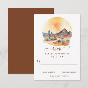 Watercolor Southwestern Desert and Cactus Wedding RSVP Card