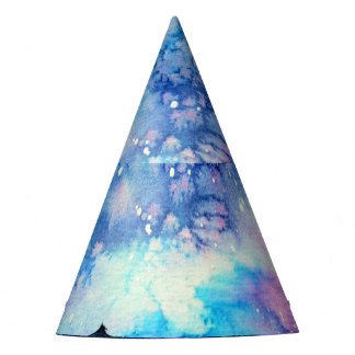 Watercolor Space Art: Night Sky Trees Party Hat