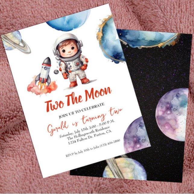Watercolor Space  Astronaut Birthday Invitation (Creator Uploaded)