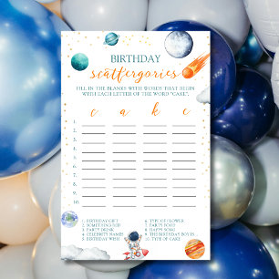 Watercolor Space Astronaut Birthday Scattergories