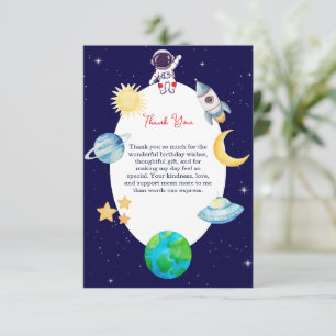 Watercolor Space Birthday Party Thank You Card