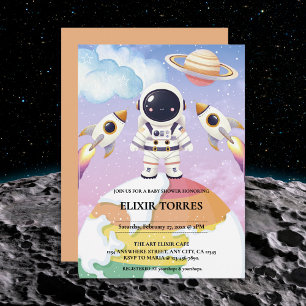Watercolor Space Little Explorer Baby Shower  Invitation