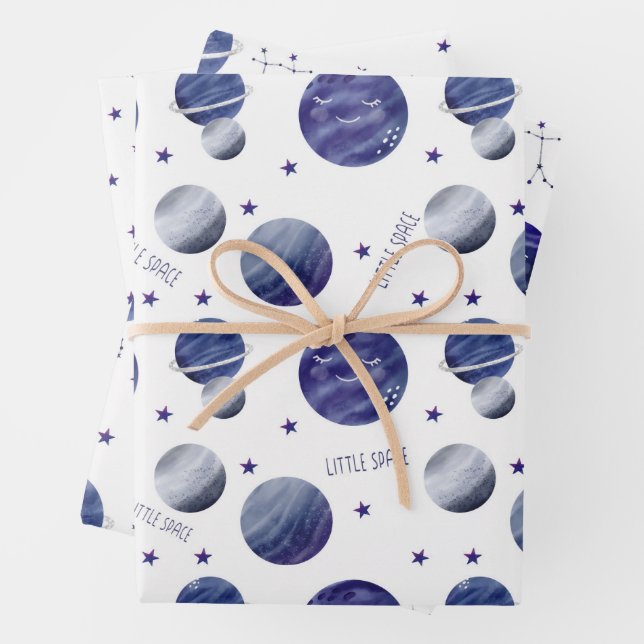 Watercolor Space Zodiac Pattern  Wrapping Paper Sheet (In situ)