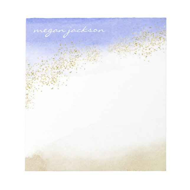 Watercolor Sparkle Personalized Notepad (Front)