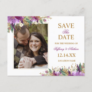 Watercolor Sparkling Amethyst Save the Date Photo