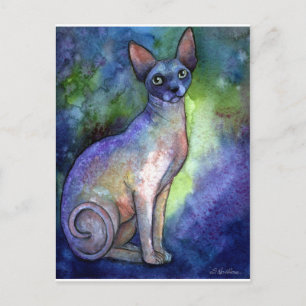Watercolor Sphynx Sphinx Cat # 2 painting Postcard