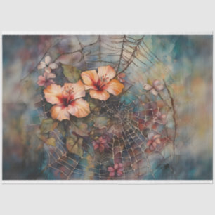 Watercolor Spiderweb Hibiscus Decoupage Paper 