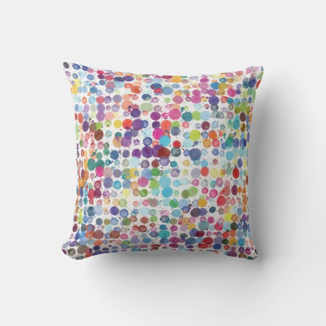 Watercolor Splash Abstract Droplets Throw Pillow (Front)