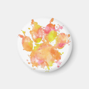 Watercolor Splash Dog Paw Print  Magnet