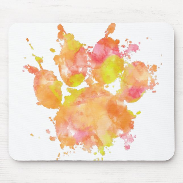Watercolor Splash Dog Paw Print Mouse Pad (Front)