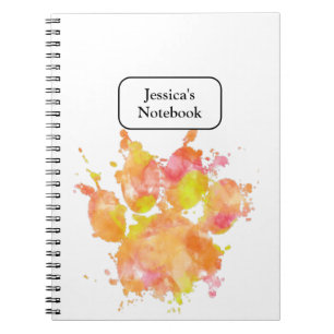 Watercolor Splash Dog Paw Print Notebook