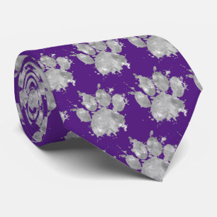 Watercolor Splash Dog Paw Print Pattern Neck Tie