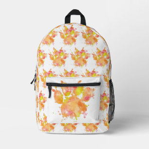 Watercolor Splash Dog Paw Print Printed Backpack