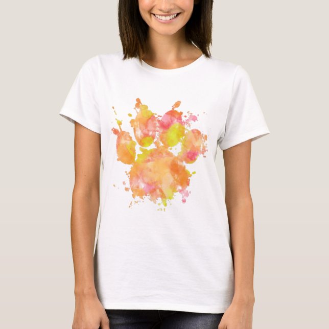 Watercolor Splash Dog Paw Print T-Shirt (Front)