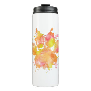 Watercolor Splash Dog Paw Print Thermal Tumbler
