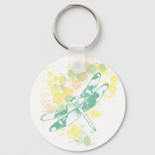 Watercolor Splash Dragonfly Keychain