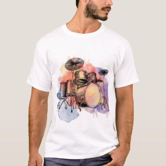 Watercolor splash drums  T-Shirt