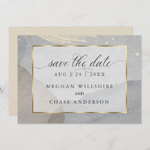 Watercolor Splash on Granite Stone Beige  Invitation