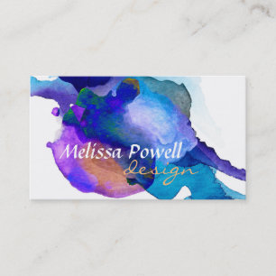 watercolor splash painted custom double sided business card