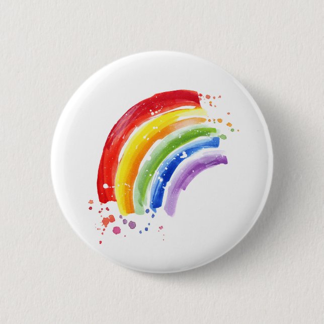Watercolor Splash Rainbow 2 Inch Round Button (Front)