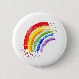 Watercolor Splash Rainbow 2 Inch Round Button