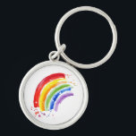Watercolor Splash Rainbow Keychain<br><div class="desc">This artwork features a colourful rainbow in a watercolor splashy style.</div>
