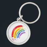 Watercolor Splash Rainbow Keychain<br><div class="desc">This artwork features a colourful rainbow in a watercolor splashy style.</div>