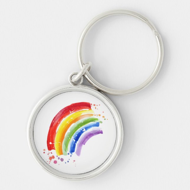 Watercolor Splash Rainbow Keychain (Front)