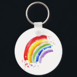 Watercolor Splash Rainbow Keychain<br><div class="desc">This artwork features a colourful rainbow in a watercolor splashy style.</div>