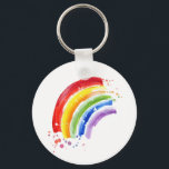 Watercolor Splash Rainbow Keychain<br><div class="desc">This artwork features a colourful rainbow in a watercolor splashy style.</div>