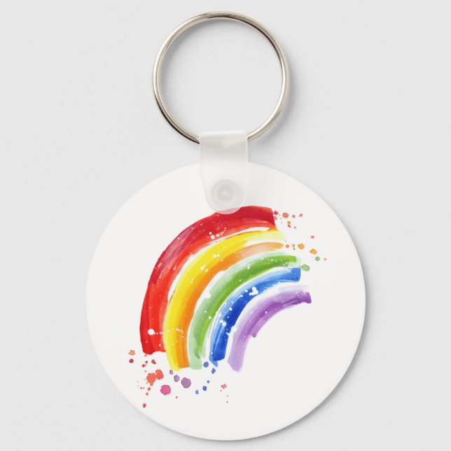 Watercolor Splash Rainbow Keychain (Front)