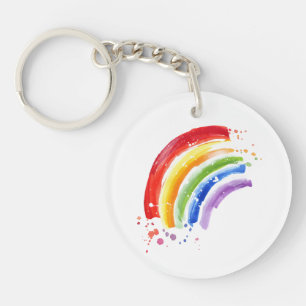 Watercolor Splash Rainbow Keychain