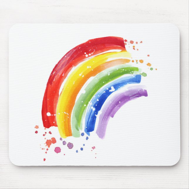 Watercolor Splash Rainbow Mouse Pad (Front)