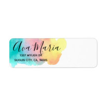 Watercolor splash rainbow paint return label