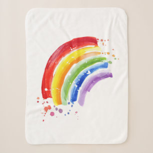 Watercolor Splash Rainbow Sherpa Blanket