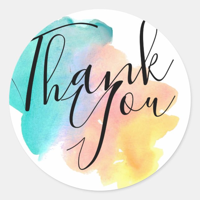 Watercolor splash rainbow thank you sticker (Front)