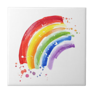 Watercolor Splash Rainbow Tile