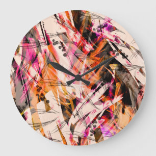 Watercolor splash, vintage abstract background. large clock