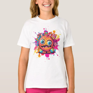 Watercolor Splashed Candy Monster circle T-Shirt