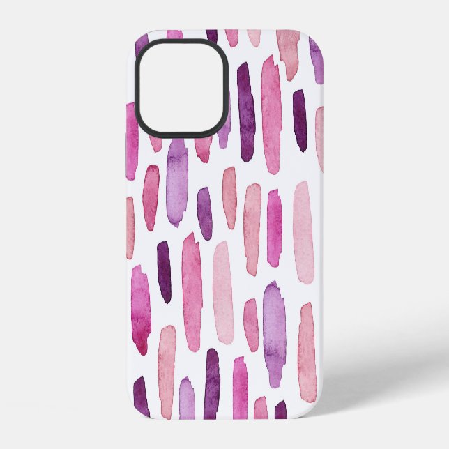 Watercolor Splashes: Pink, Purple Pattern. iPhone Case (Back)