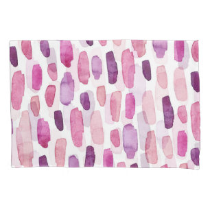Watercolor Splashes: Pink, Purple Pattern. Pillowcase