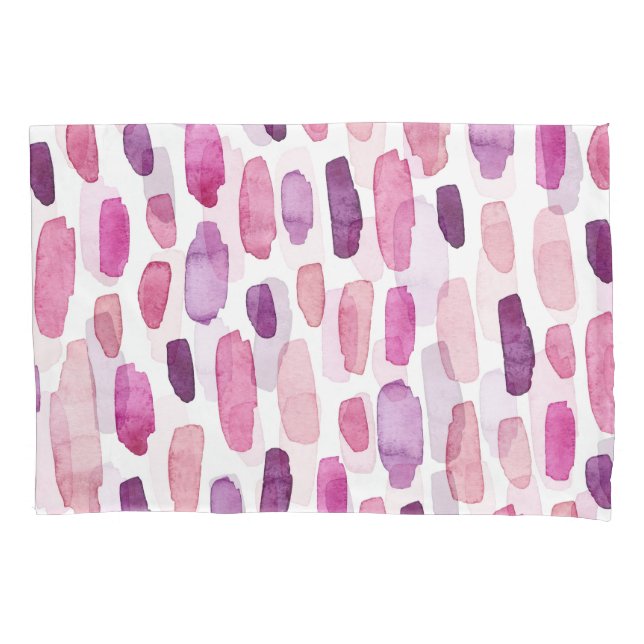 Watercolor Splashes: Pink, Purple Pattern. Pillowcase (Front)