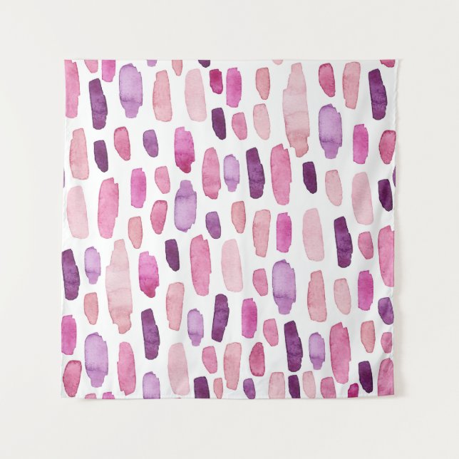 Watercolor Splashes: Pink, Purple Pattern. Tapestry (Front)